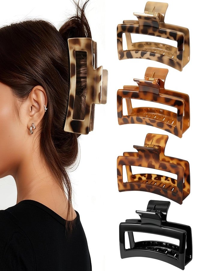 Auseibeely 4 Pack 5 Inch Extra Large Claw Clips for Thick Hair, Jumbo Tortoise Shell Claw Clip for Women Girls, Big Square Hair Clips for Thick/Long/Curly Hair, Non-slip Banana Jaw Accessories - Image 1